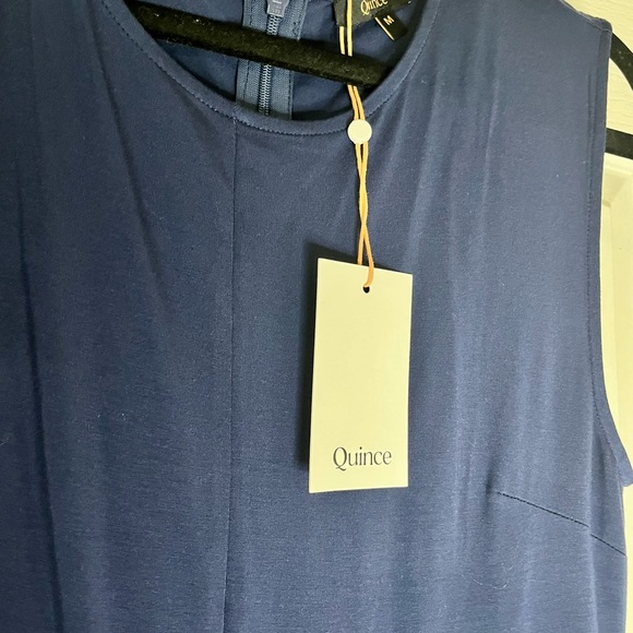 NWT Quince Navy Sleeveless Stretchy Full length Wide Leg Jumpsuit Leisure - Picture 4 of 6